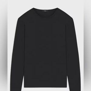 Theory Essential Long-Sleeve Tee in Anemone Modal Jersey, Black in XXL